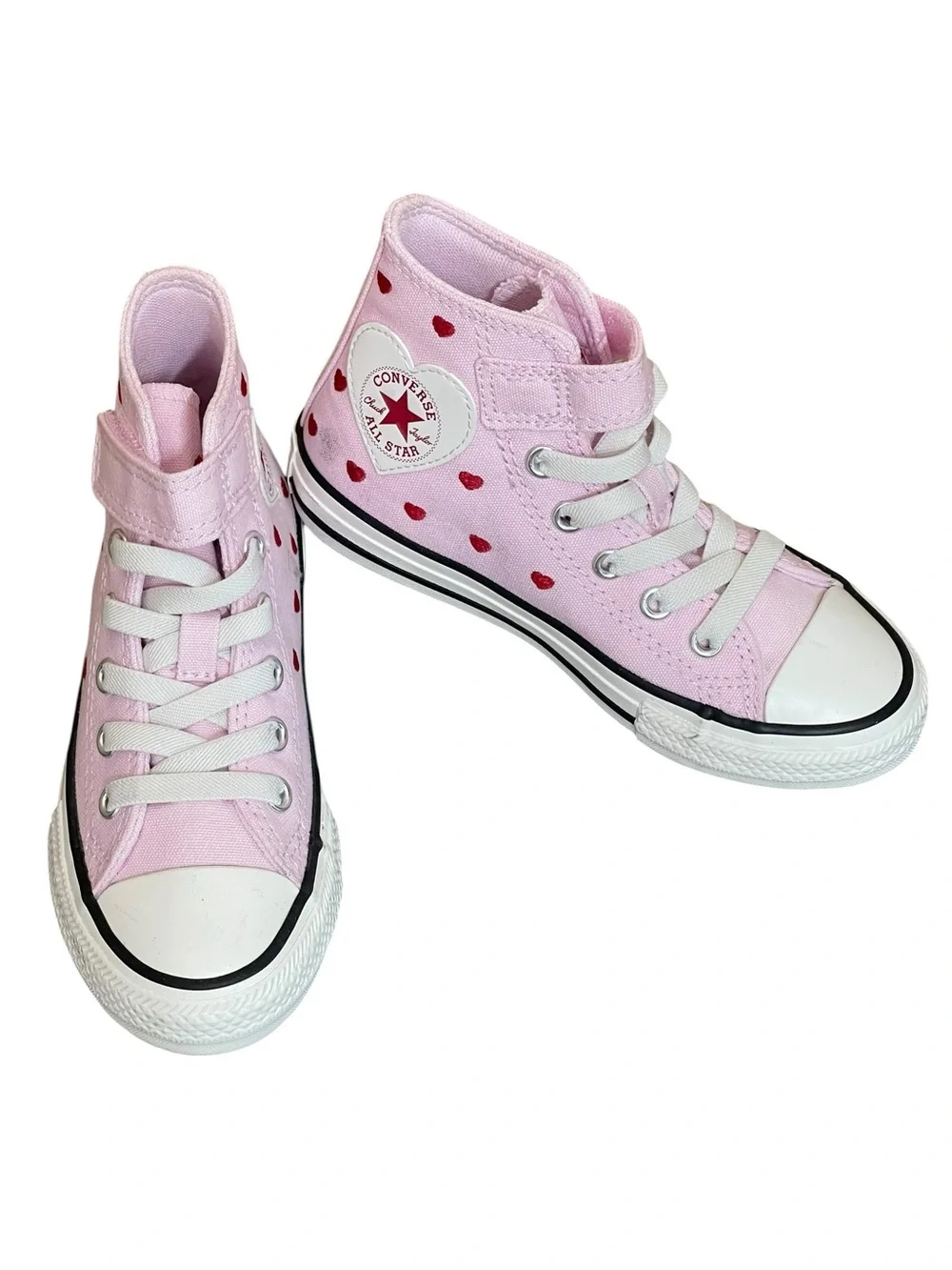 Converse Girls Pink Chuck Taylor Hearts and Rose High Trainers size 11